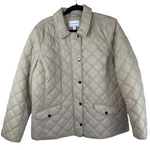 Charter Club Woman’s Tan Diamond Quilted mid-weight Jacket Size Large